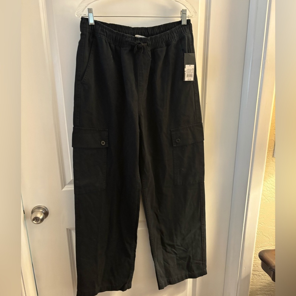 Men's Black Cargo Drawstring Pants By Original Use/ Sz Large NWT - Picture 2 of 12
